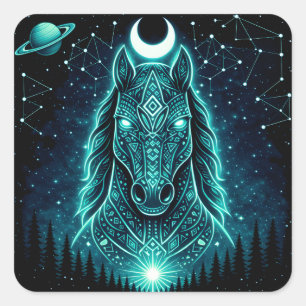 Celestial Horse – Cosmic Freedom Wildlife Galaxy  Square Sticker