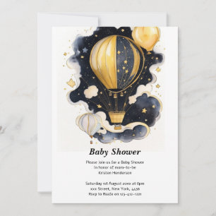 Celestial Hot Air Balloon Baby Shower Invitation