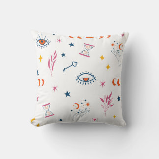 Celestial Hourglass and Lunar Phases Pattern Cushion