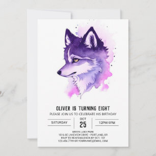 Celestial Howl: Wolf Birthday Invitation