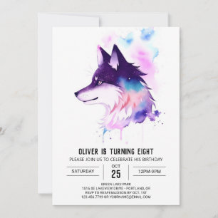 Celestial Howling Wolf's Birthday Invitation