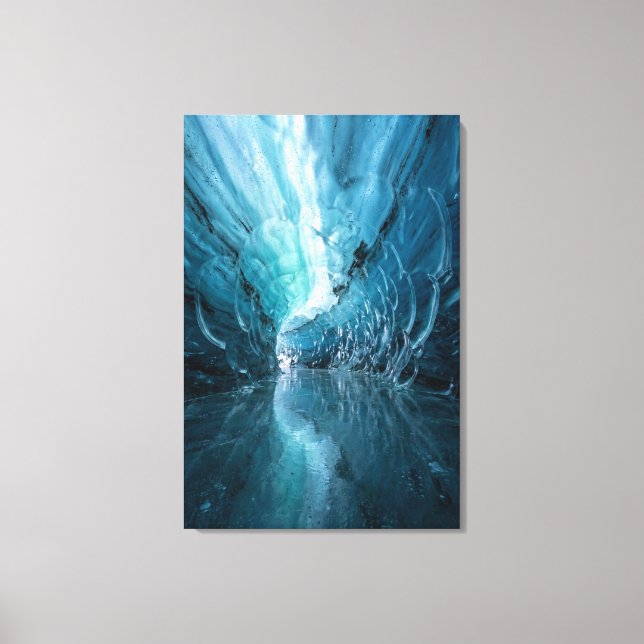 Celestial Ice Cave -Sapphire Blue Abstract Realism Canvas Print (Front)