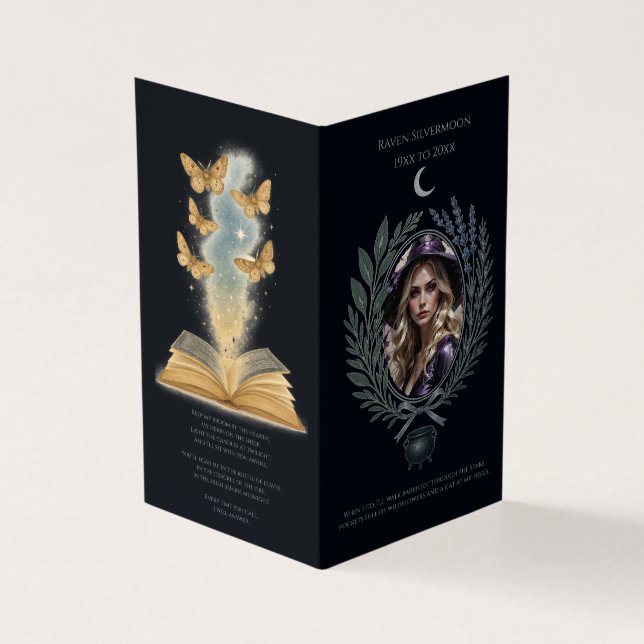 Celestial Indigo Pagan Witch Funeral Program (Outside)