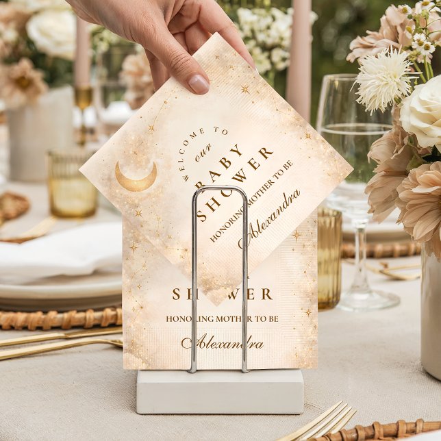 Celestial Ivory Gold Baby Shower Napkin (Creator Uploaded)