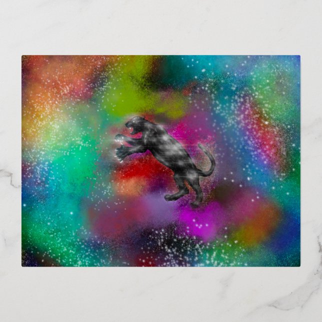 Celestial Jaguar Foil Invitation Postcard (Front)