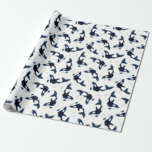 Celestial Killer Whale Ocean Blue Artwork Wrapping Paper
