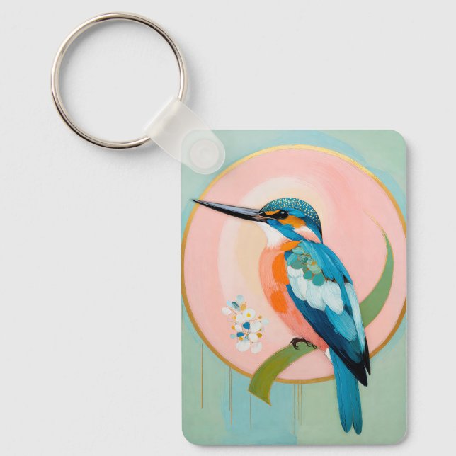 Celestial Kingfisher: A Study in Azure and Gold Key Ring (Front)