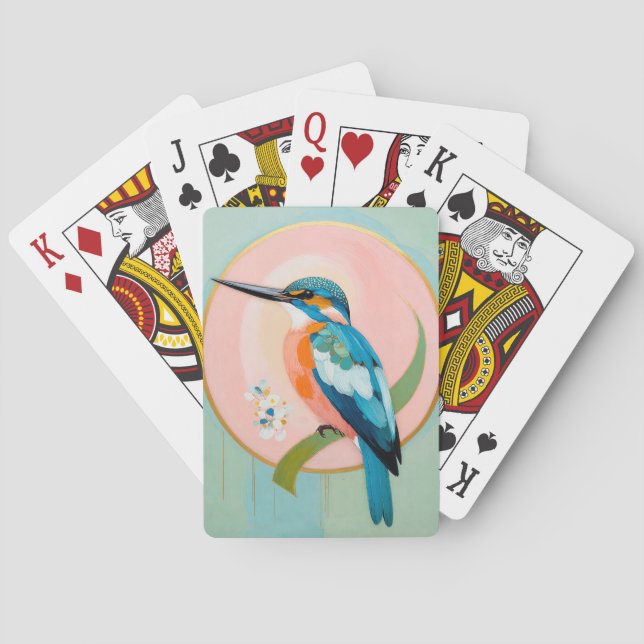 Celestial Kingfisher: A Study in Azure and Gold Playing Cards (Back)