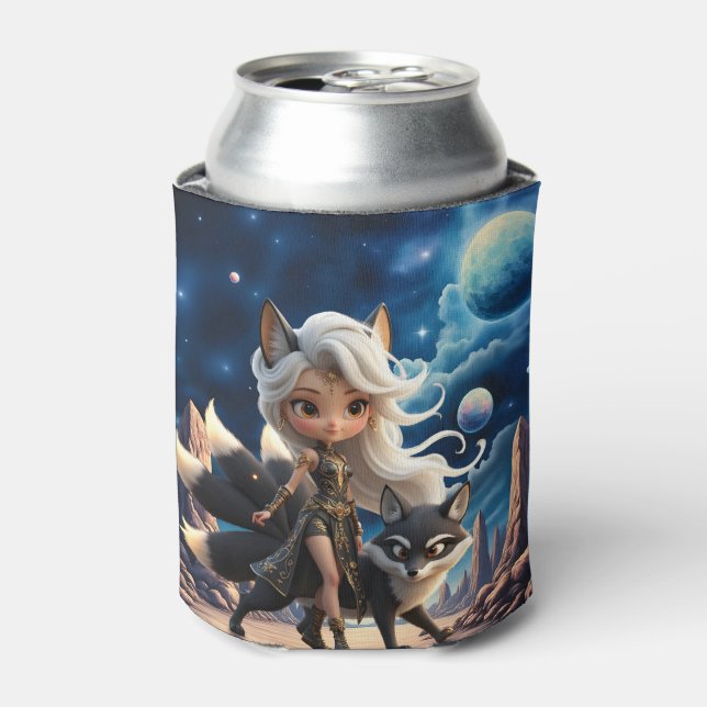 Celestial Kitsune – Guardian of the Four Tails.  Can Cooler (Can Front)