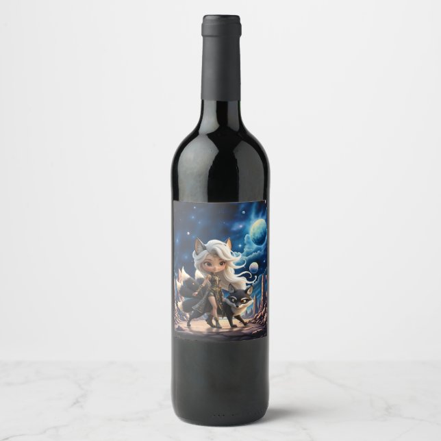 Celestial Kitsune – Guardian of the Four Tails.  Wine Label (Front)