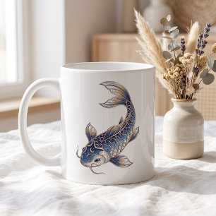 Celestial Koi Fish Mug Luxury Line Art
