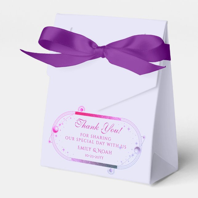 Celestial Lavender Pink Sun Moon Stars Wedding Favour Box (Front Side)