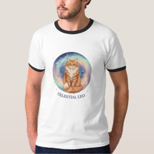 Celestial Leo Cat Zodiac Astrology Galaxy T-Shirt