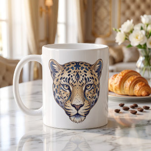 Celestial Leopard Mug Luxury Line Art