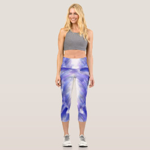 Celestial Light Burst Abstract Art Print Capri Leggings
