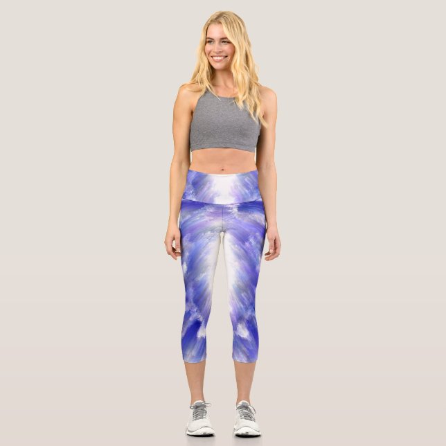 Celestial Light Burst Abstract Art Print  Capri Leggings (Front)