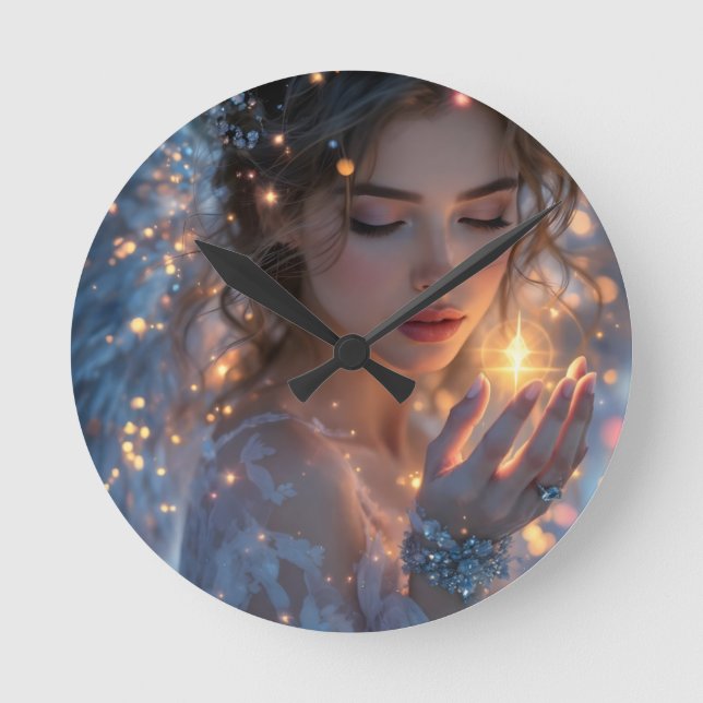 Celestial Lightbearer – Angel Holding the Star of  Round Clock (Front)