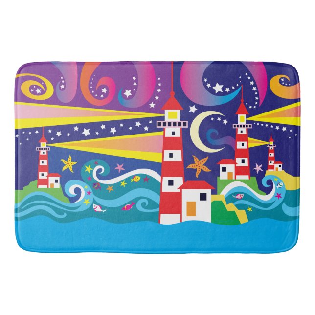 Celestial Lighthouses Bath Mat (Front)