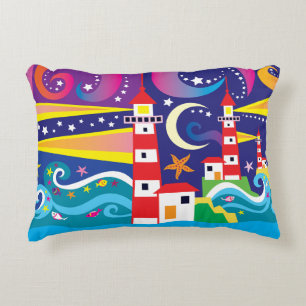 Celestial Lighthouses Decorative Cushion
