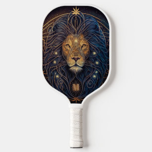 Celestial Lion Head Modern Monogram Pickleball Paddle