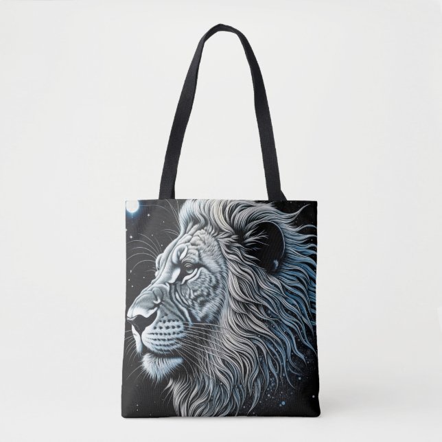 Celestial Lion Night Sky Ai Art Tote Bag (Front)