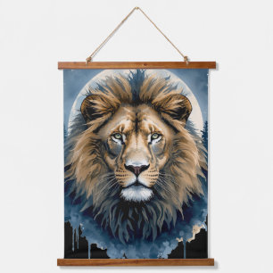 Celestial Lion Watercolor   Moonlit Lion Spirit A Hanging Tapestry