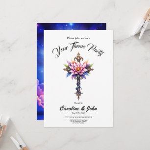 Celestial Lotus Cross Invitation