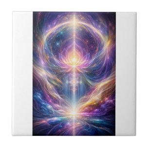 Celestial Lotus Energy – New Age Abstract Spiritua Tile