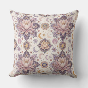 Celestial Lotus Mandala Spiritual Design Pattern Cushion