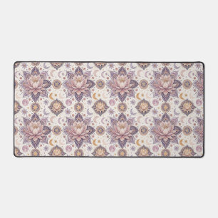 Celestial Lotus Mandala Spiritual Design Pattern Desk Mat