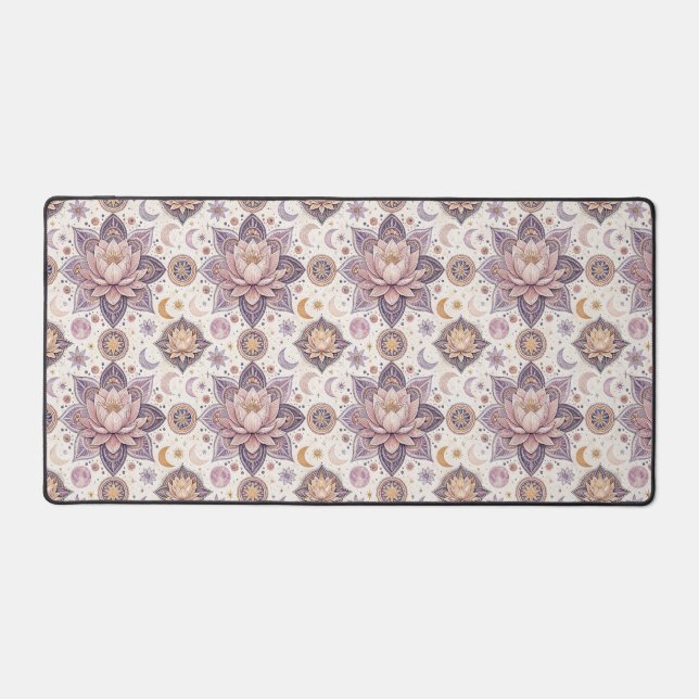 Celestial Lotus Mandala Spiritual Design Pattern Desk Mat (Front)