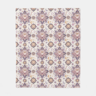 Celestial Lotus Mandala Spiritual Design Pattern Fleece Blanket