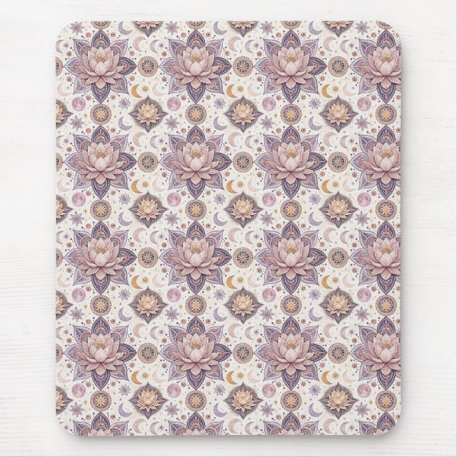 Celestial Lotus Mandala Spiritual Design Pattern Mouse Mat (Front)