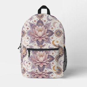 Celestial Lotus Mandala Spiritual Design Pattern Printed Backpack