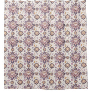 Celestial Lotus Mandala Spiritual Design Pattern Shower Curtain