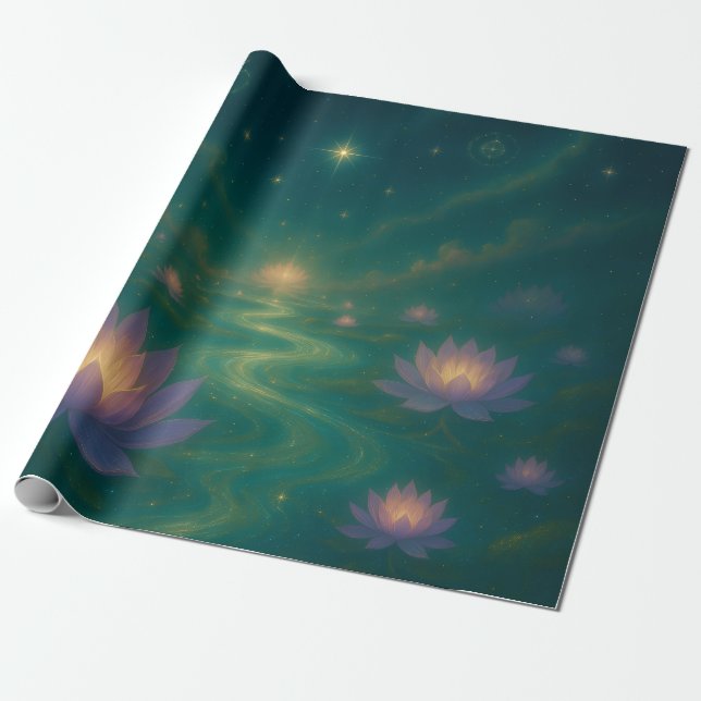 Celestial Lotus Wrapping Paper (Unrolled)