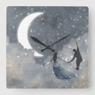 Celestial Love Square Wall Clock