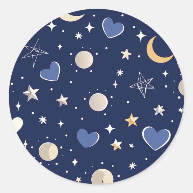 Celestial Love Story Classic Round Sticker (Front)