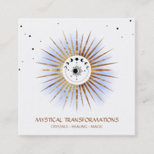 *~* Celestial Luna Lunar Moon Magic Boho Light Square Business Card