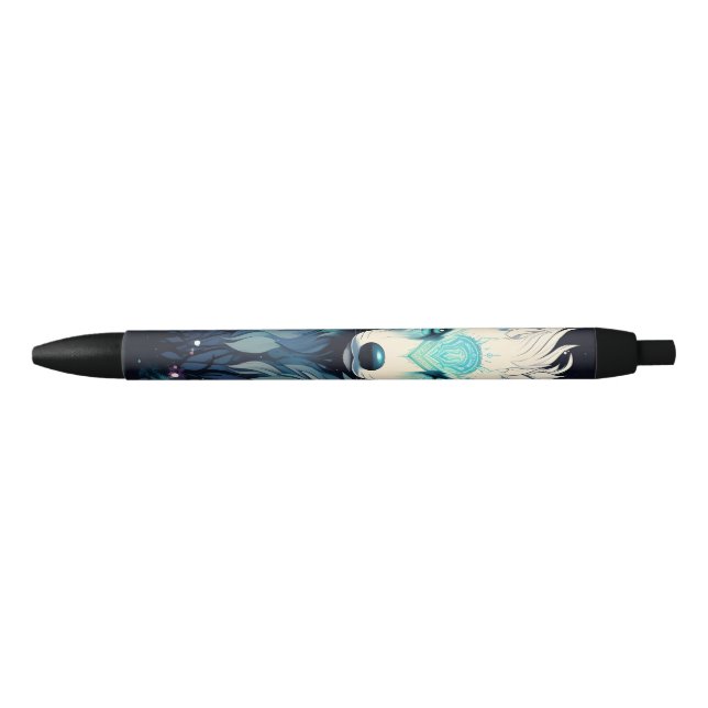 Celestial Lunar Wild Wolf Black Ink Pen (Front)