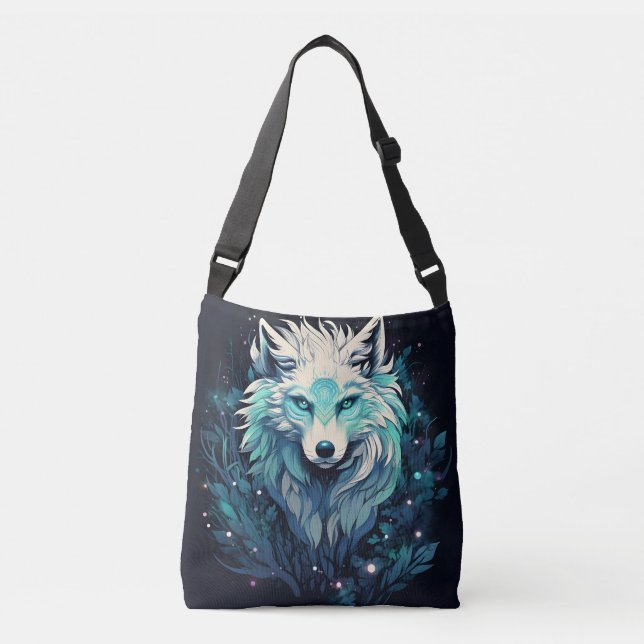 Celestial Lunar Wild Wolf Crossbody Bag (Front)