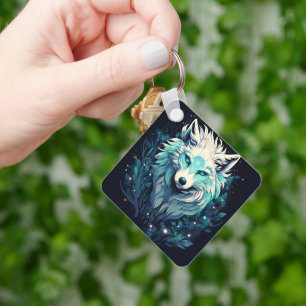 Celestial Lunar Wild Wolf Key Ring
