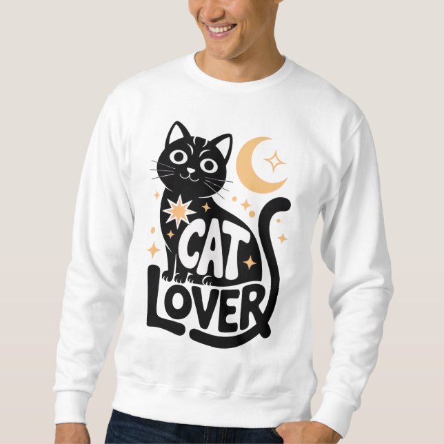 Celestial Magic Black Cat Lover Design Sweatshirt (Front)