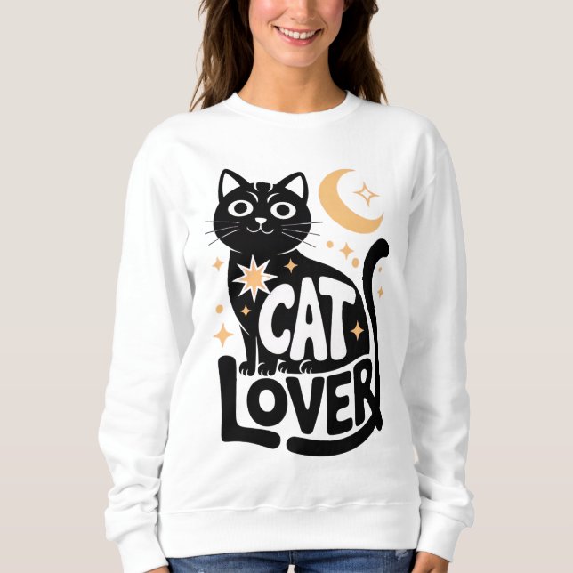 Celestial Magic Black Cat Lover Design Sweatshirt (Front)