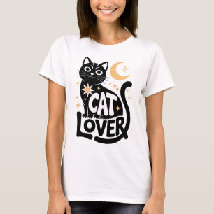 Celestial Magic Black Cat Lover Design T-Shirt