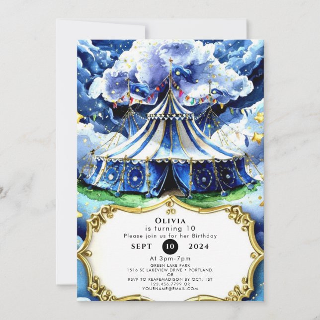 Celestial Magical Circus Birthday Invitation (Front)