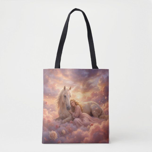Celestial Maiden Horse Fantasy Tote Bag (Front)