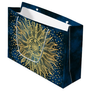 Celestial Mandala Boho Gold Sun Large Gift Bag