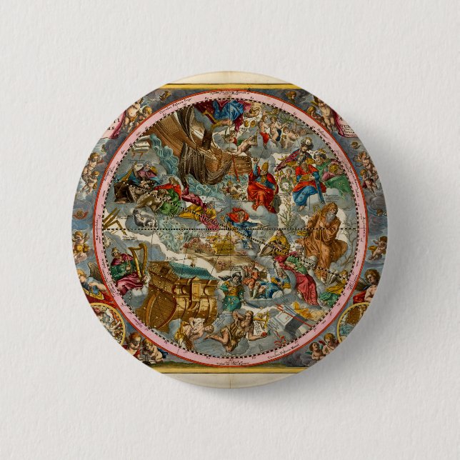 Celestial Map Antique I 6 Cm Round Badge (Front)