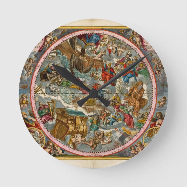 Celestial Map Antique Round Clock (Front)